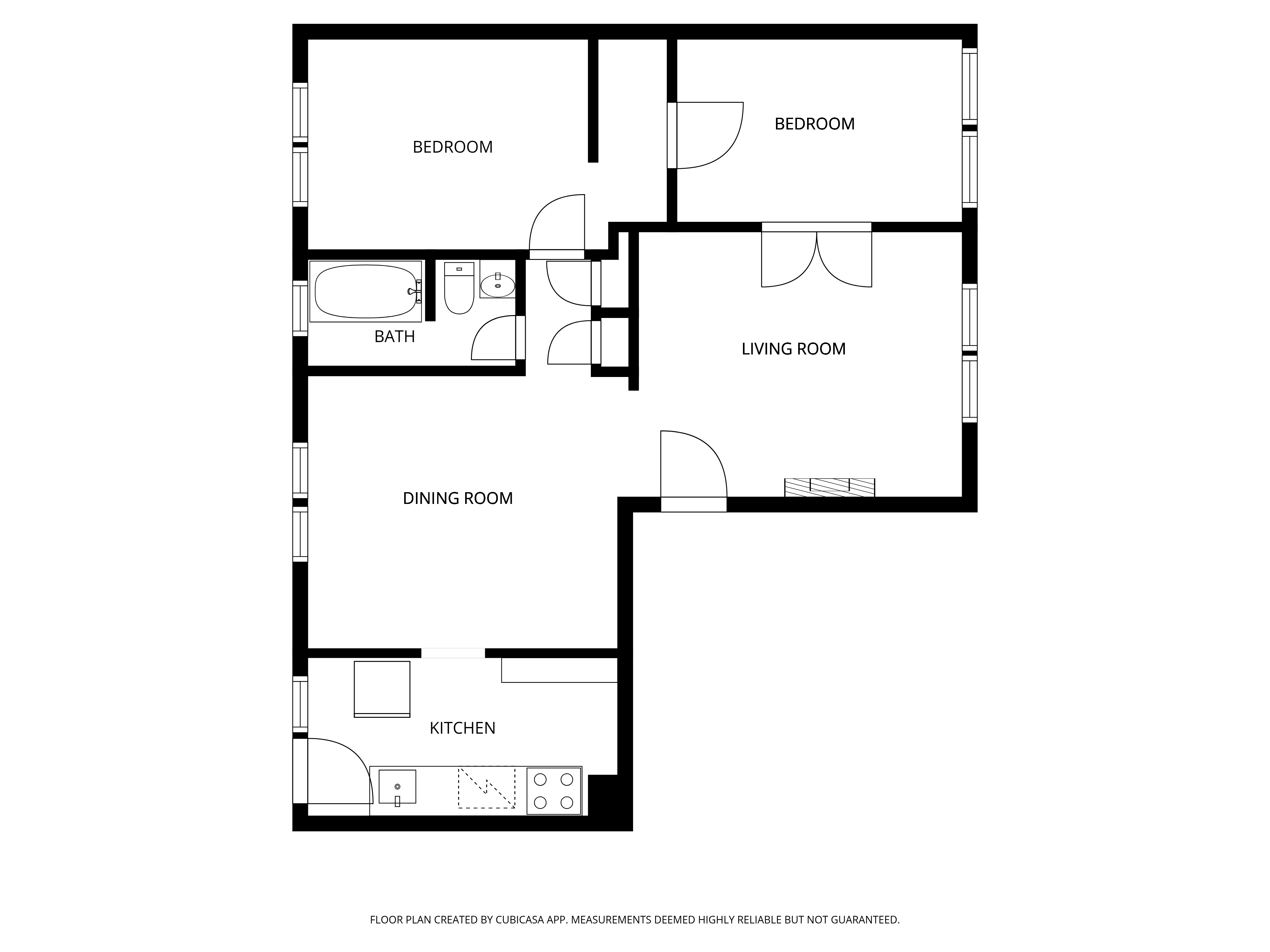 Floor plan for 2 beds, 1 bath, 814 sqft